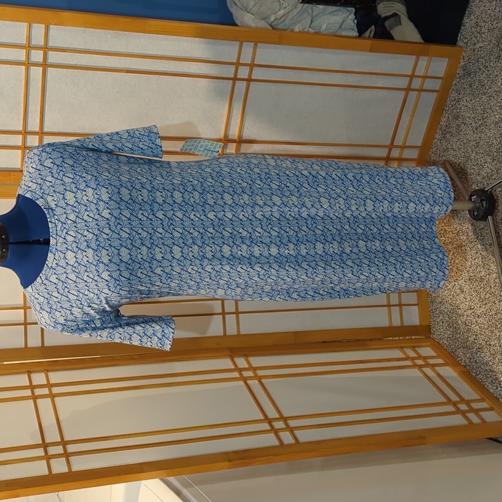 LuLaRoe Blue and White Midi Dress
